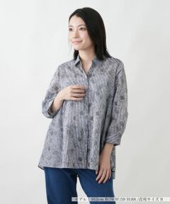 Leilian / レリアン シャツ・ブラウス | ストライプボタニカル柄ブラウス【Leilian WHITE LABEL】