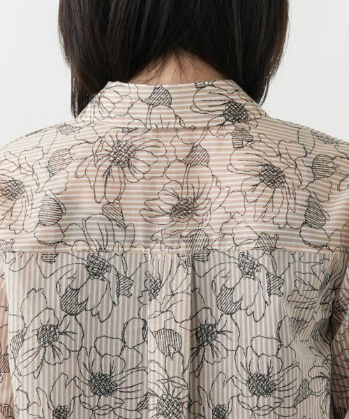 Leilian / レリアン シャツ・ブラウス | ストライプボタニカル柄ブラウス【Leilian WHITE LABEL】 | 詳細11