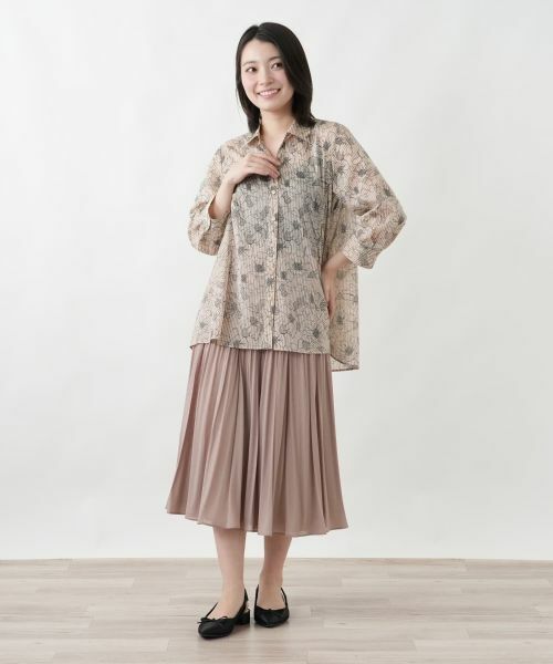 Leilian / レリアン シャツ・ブラウス | ストライプボタニカル柄ブラウス【Leilian WHITE LABEL】 | 詳細4