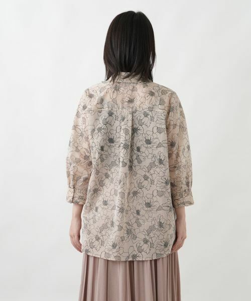 Leilian / レリアン シャツ・ブラウス | ストライプボタニカル柄ブラウス【Leilian WHITE LABEL】 | 詳細9