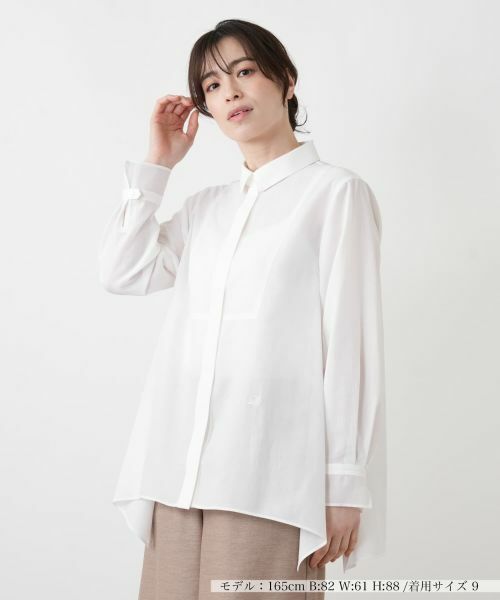 Leilian / レリアン シャツ・ブラウス | イレギュラーヘム比翼ブラウス【Leilian WHITE LABEL】（アイボリー）
