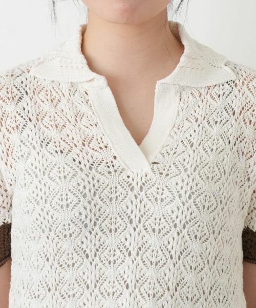 Leilian / レリアン ニット・セーター | 透かし編みニットポロ | 詳細10
