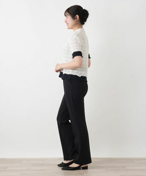 Leilian / レリアン ニット・セーター | 透かし編みニットポロ | 詳細2