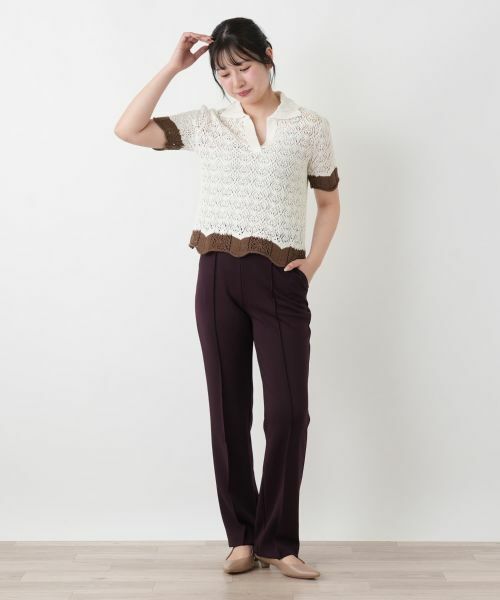 Leilian / レリアン ニット・セーター | 透かし編みニットポロ | 詳細4