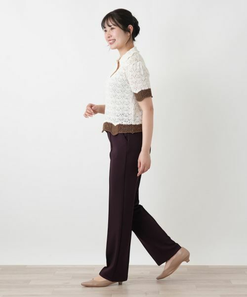 Leilian / レリアン ニット・セーター | 透かし編みニットポロ | 詳細5