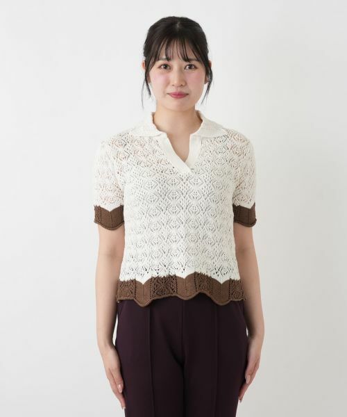 Leilian / レリアン ニット・セーター | 透かし編みニットポロ | 詳細7