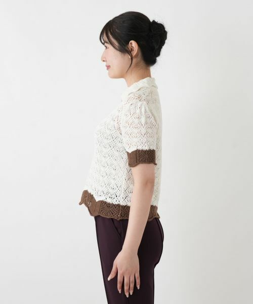 Leilian / レリアン ニット・セーター | 透かし編みニットポロ | 詳細8