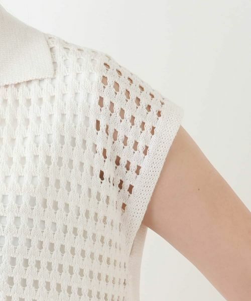 Leilian / レリアン テーラードジャケット | 透かし編み切替ニットポロシャツ | 詳細15