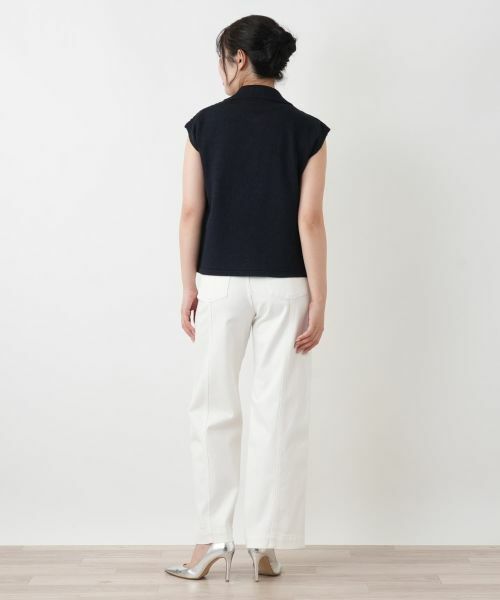 Leilian / レリアン テーラードジャケット | 透かし編み切替ニットポロシャツ | 詳細6