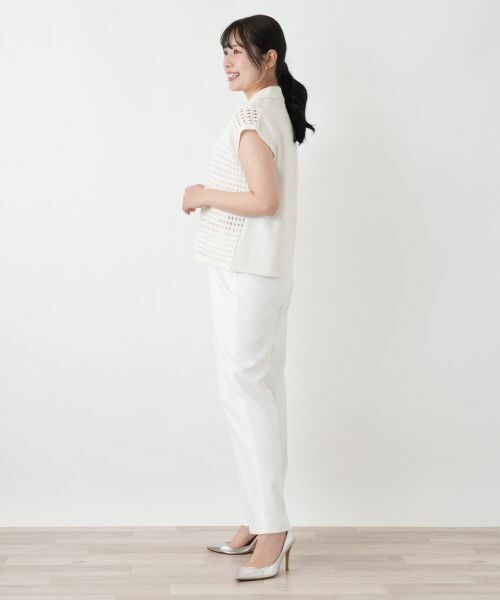 Leilian / レリアン テーラードジャケット | 透かし編み切替ニットポロシャツ | 詳細8