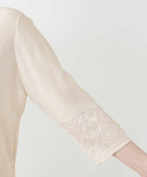Leilian / レリアン ニット・セーター | レース編み切替七分袖ニット | 詳細12