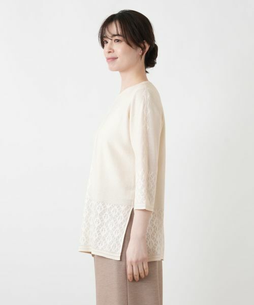 Leilian / レリアン ニット・セーター | レース編み切替七分袖ニット | 詳細8