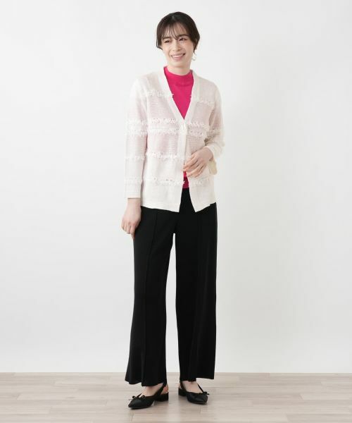 Leilian / レリアン カーディガン・ボレロ | テープヤーンボーダーカーディガン | 詳細4