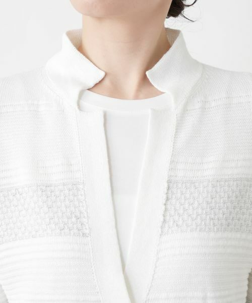 Leilian / レリアン カーディガン・ボレロ | 透かし編みボーダーラメカーディガン | 詳細10