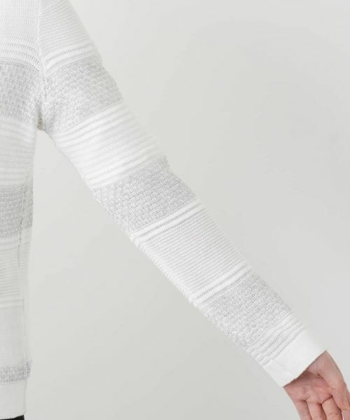 Leilian / レリアン カーディガン・ボレロ | 透かし編みボーダーラメカーディガン | 詳細12