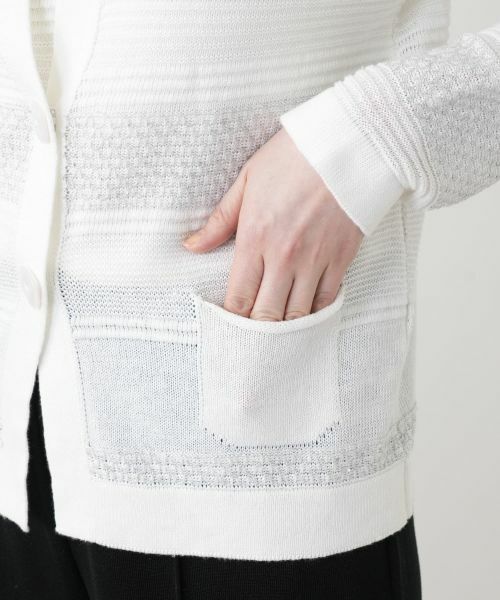 Leilian / レリアン カーディガン・ボレロ | 透かし編みボーダーラメカーディガン | 詳細13