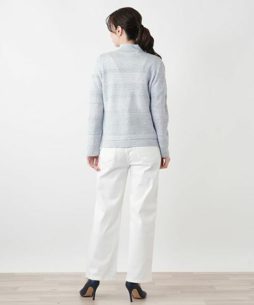 Leilian / レリアン カーディガン・ボレロ | 透かし編みボーダーラメカーディガン | 詳細3