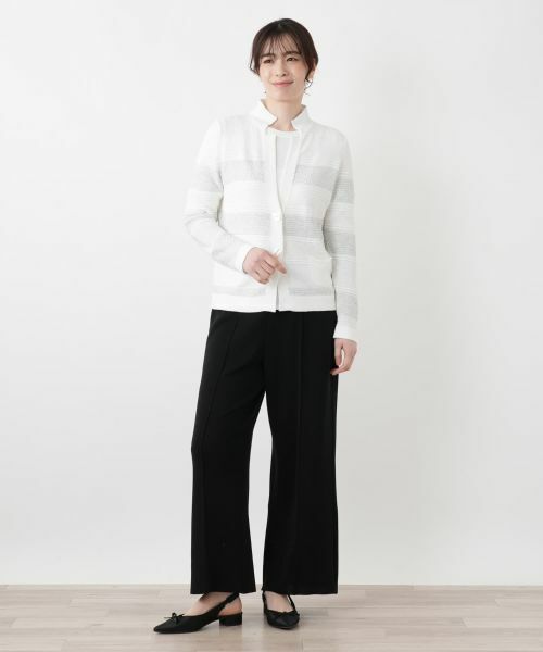 Leilian / レリアン カーディガン・ボレロ | 透かし編みボーダーラメカーディガン | 詳細4