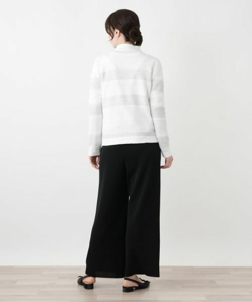 Leilian / レリアン カーディガン・ボレロ | 透かし編みボーダーラメカーディガン | 詳細6