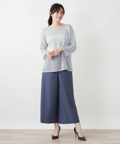 Leilian / レリアン ニット・セーター | 編地切替ボーダーラメニット | 詳細1