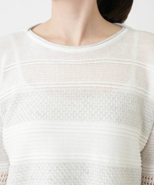 Leilian / レリアン ニット・セーター | 編地切替ボーダーラメニット | 詳細10