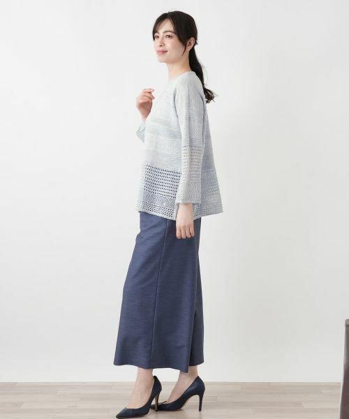 Leilian / レリアン ニット・セーター | 編地切替ボーダーラメニット | 詳細2