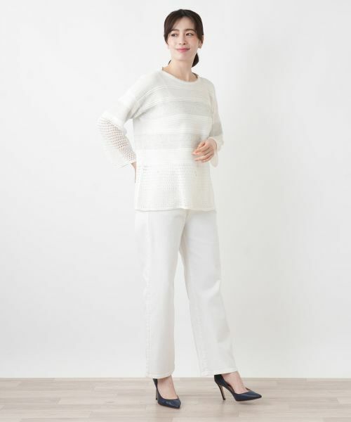 Leilian / レリアン ニット・セーター | 編地切替ボーダーラメニット | 詳細4