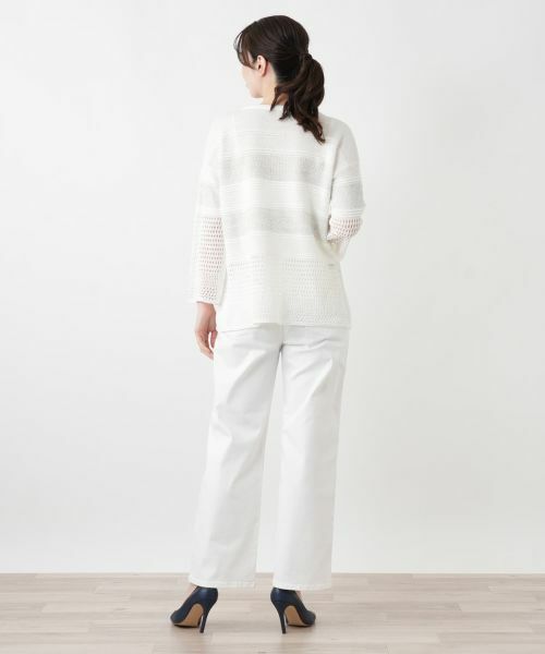 Leilian / レリアン ニット・セーター | 編地切替ボーダーラメニット | 詳細6