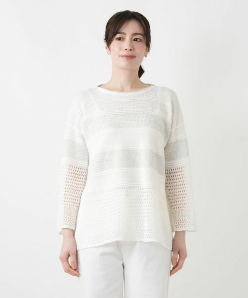 Leilian / レリアン ニット・セーター | 編地切替ボーダーラメニット | 詳細7