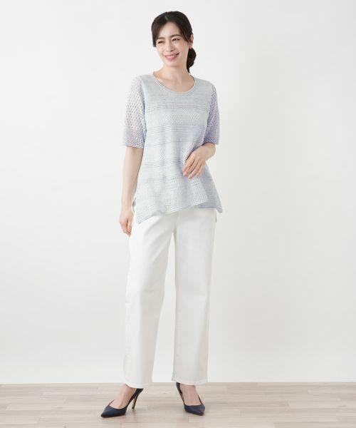 Leilian / レリアン ニット・セーター | 異素材切替ボーダーラメニット | 詳細1