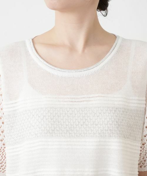 Leilian / レリアン ニット・セーター | 異素材切替ボーダーラメニット | 詳細10