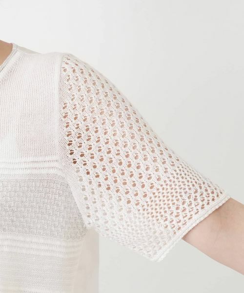 Leilian / レリアン ニット・セーター | 異素材切替ボーダーラメニット | 詳細12