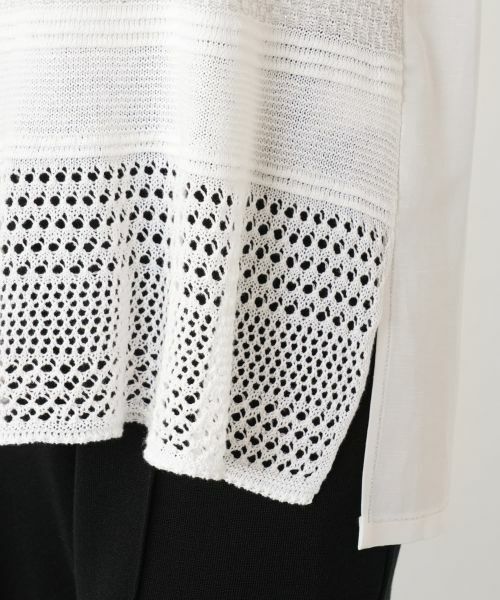 Leilian / レリアン ニット・セーター | 異素材切替ボーダーラメニット | 詳細13