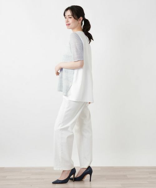 Leilian / レリアン ニット・セーター | 異素材切替ボーダーラメニット | 詳細2