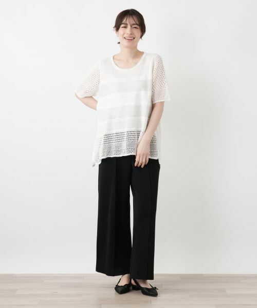 Leilian / レリアン ニット・セーター | 異素材切替ボーダーラメニット | 詳細4