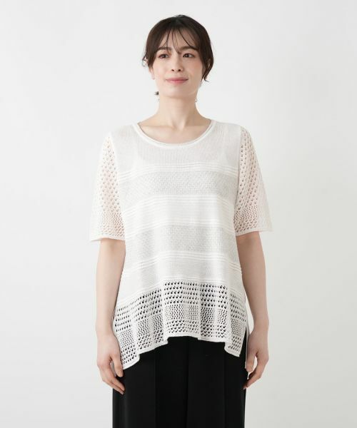 Leilian / レリアン ニット・セーター | 異素材切替ボーダーラメニット | 詳細7