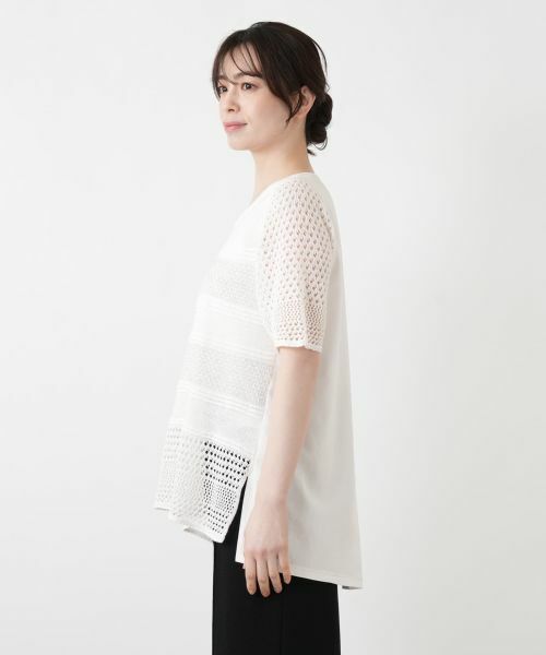 Leilian / レリアン ニット・セーター | 異素材切替ボーダーラメニット | 詳細8