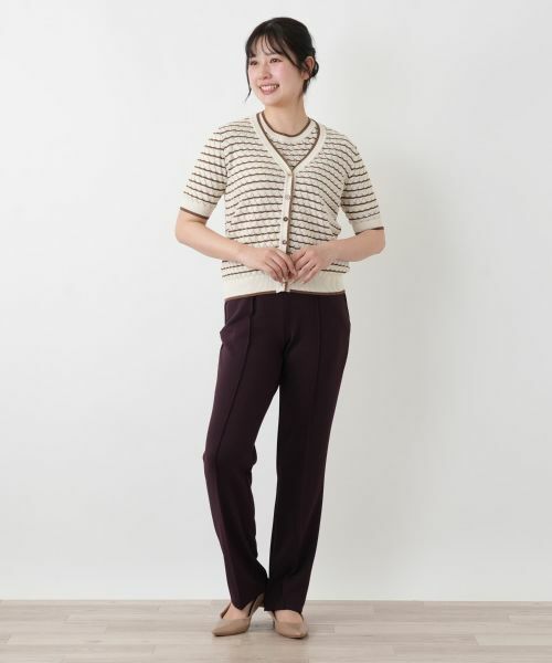 Leilian / レリアン カーディガン・ボレロ | 透かし編みボーダーカーディガン | 詳細1