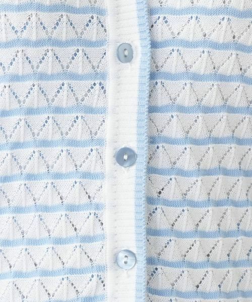 Leilian / レリアン カーディガン・ボレロ | 透かし編みボーダーカーディガン | 詳細14
