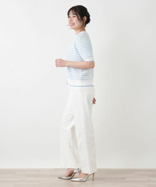Leilian / レリアン カーディガン・ボレロ | 透かし編みボーダーカーディガン | 詳細5