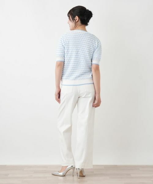 Leilian / レリアン カーディガン・ボレロ | 透かし編みボーダーカーディガン | 詳細6