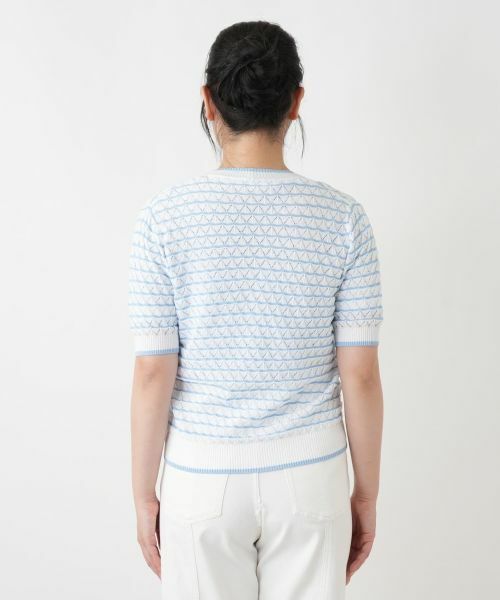 Leilian / レリアン カーディガン・ボレロ | 透かし編みボーダーカーディガン | 詳細9