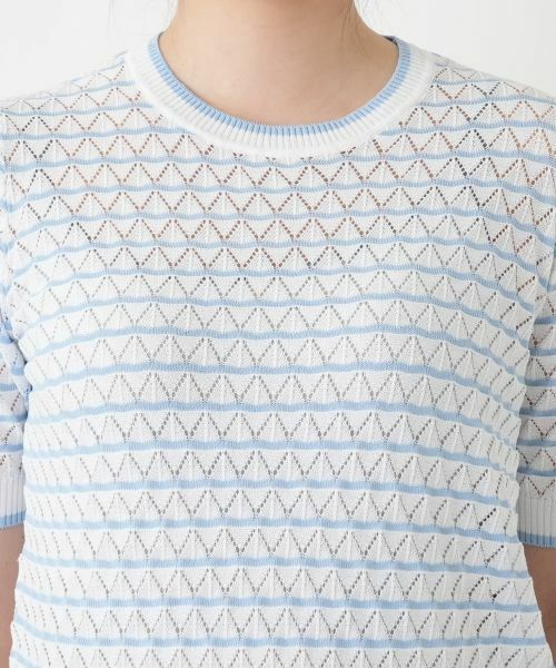 Leilian / レリアン ニット・セーター | 透かし編みボーダーニット | 詳細10