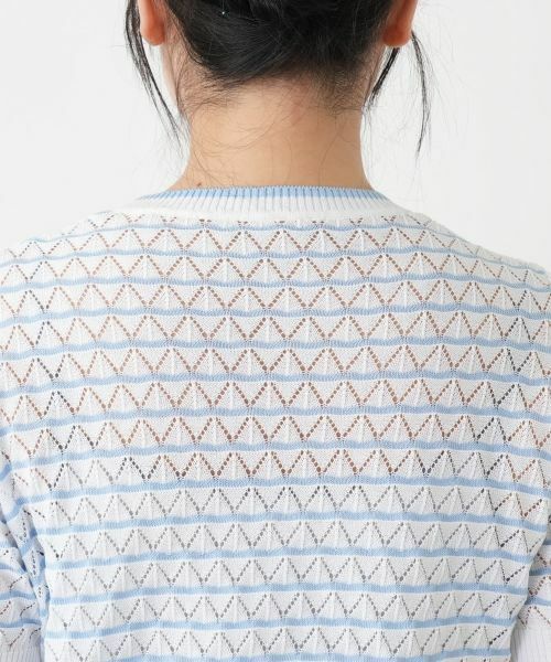 Leilian / レリアン ニット・セーター | 透かし編みボーダーニット | 詳細11