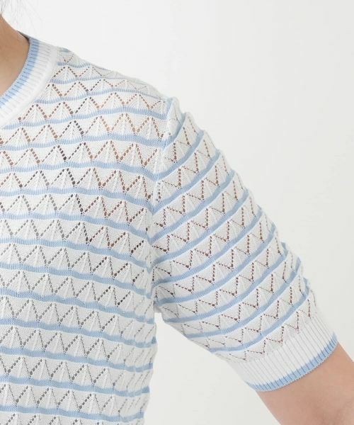 Leilian / レリアン ニット・セーター | 透かし編みボーダーニット | 詳細12
