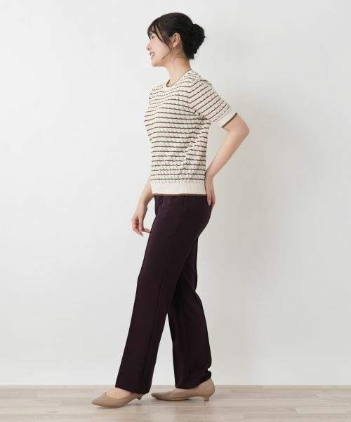 Leilian / レリアン ニット・セーター | 透かし編みボーダーニット | 詳細2