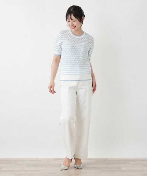 Leilian / レリアン ニット・セーター | 透かし編みボーダーニット | 詳細4