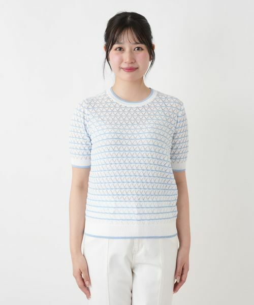 Leilian / レリアン ニット・セーター | 透かし編みボーダーニット | 詳細7