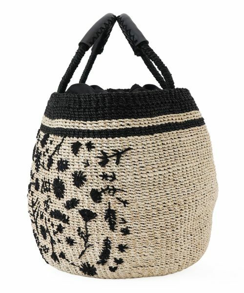 Leilian / レリアン ハンドバッグ | ボタニカル柄編み込みかごバッグ | 詳細1