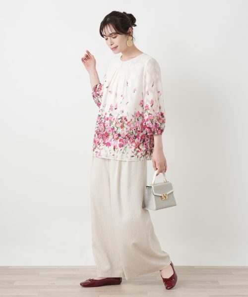 Leilian / レリアン その他パンツ | タックワイドパンツ（ライトベージュ）